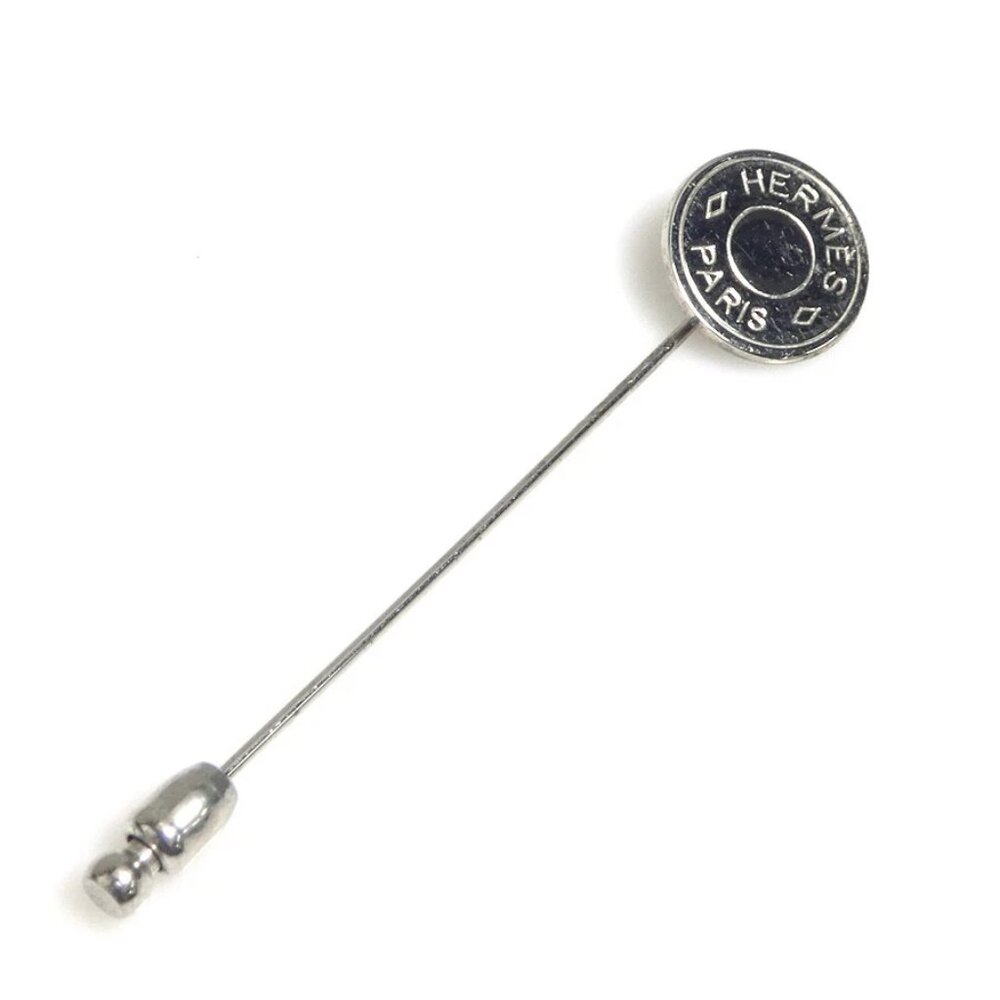 Auth HERMES Selle Pin Brooch Silver Metal - Picture 2 of 9